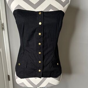 Black Strapless Button-Down Women's Top